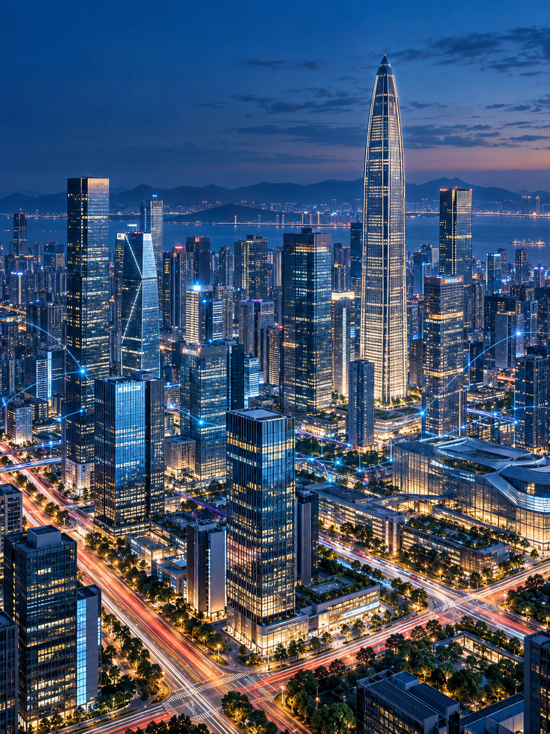 深圳科技都市蓝调天际线创意图